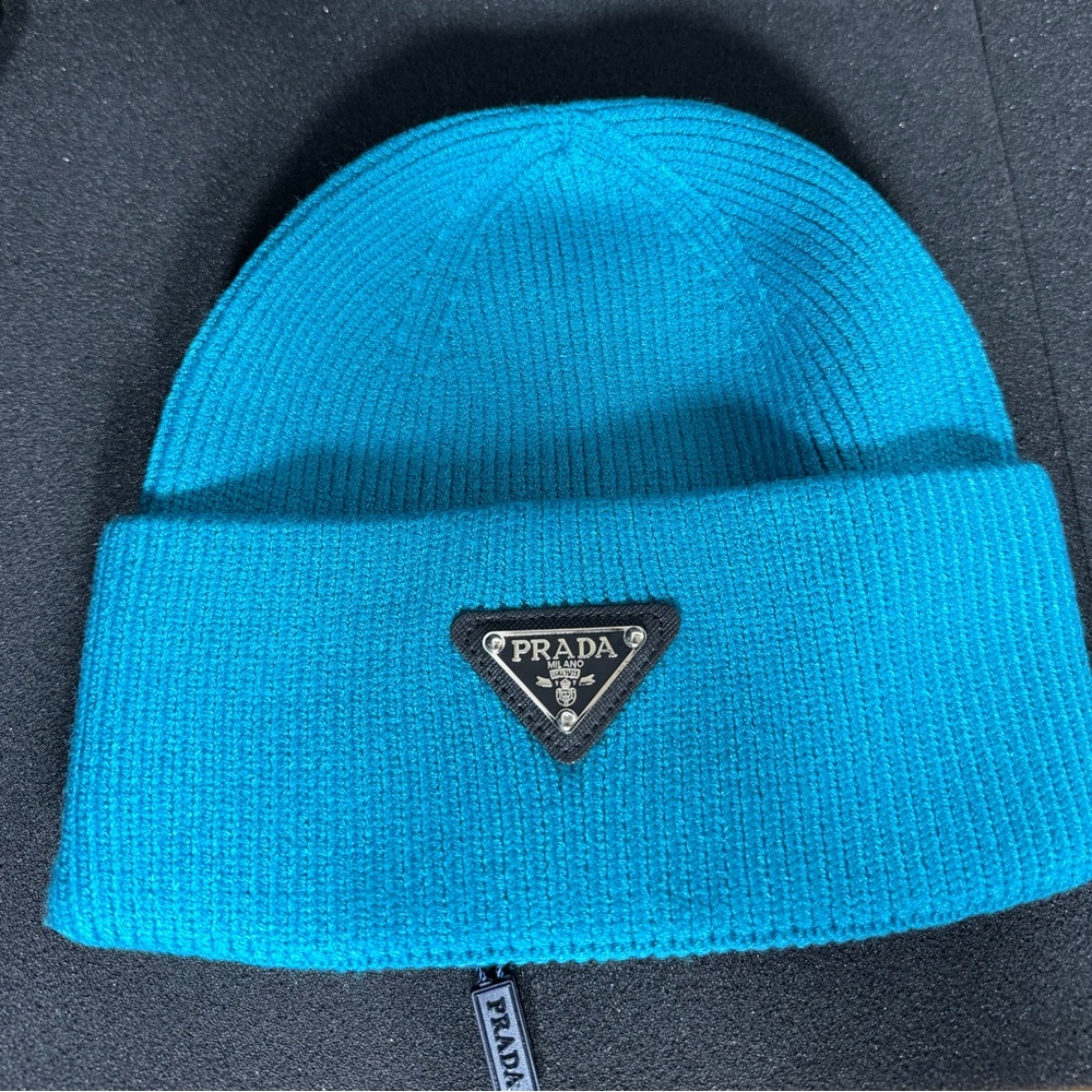 Prada Teal Ribbed Beanie - Picture 3 of 6